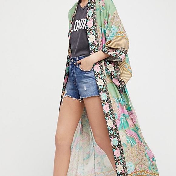 Maxi KIMONO Cloud Dancer Floral COVERUP Wrap - Picture 2 of 6